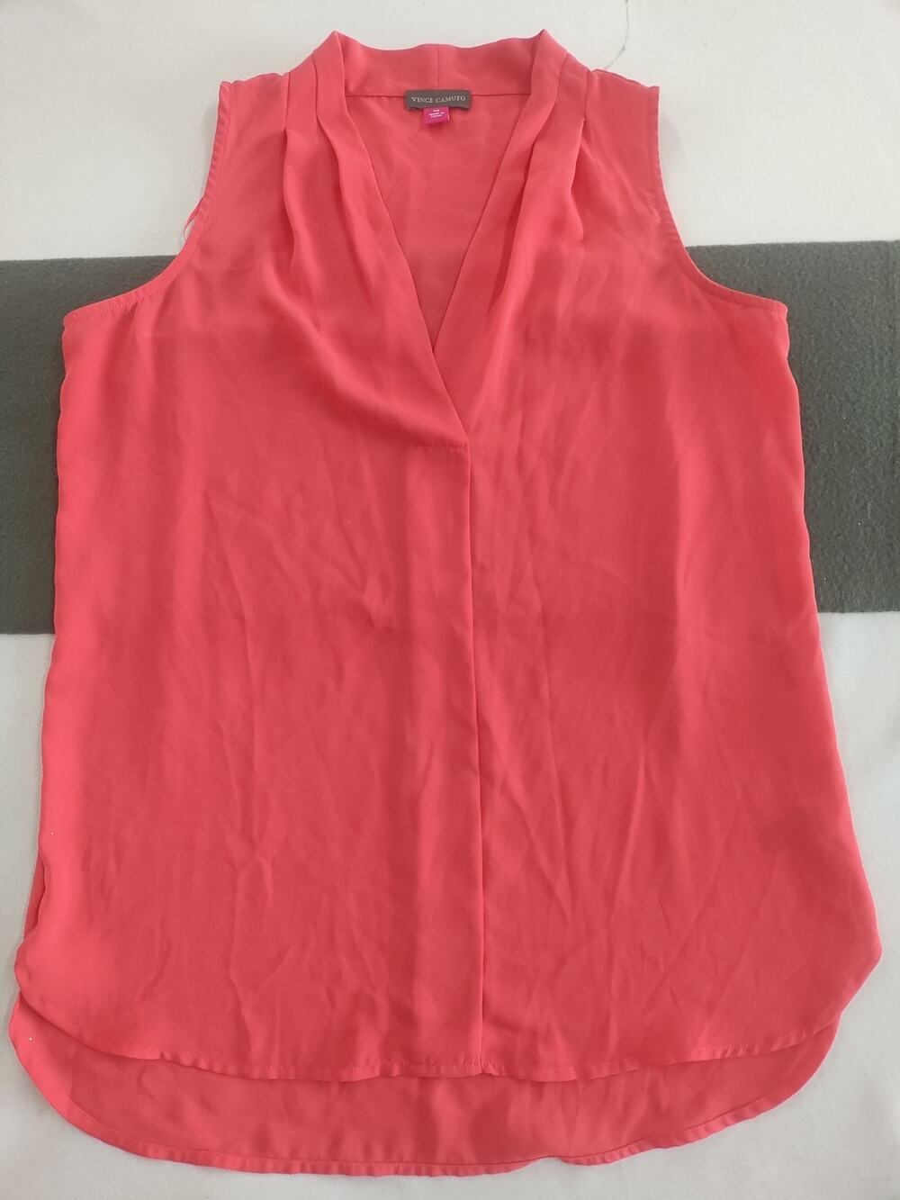 Vince Camuto Pink Sleeveless V Neck Blouse Top Women’s XS Business Flowy Top